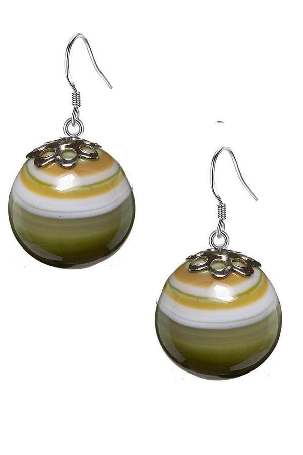 Sertifikalı Mix Renk Akik Doğal Taş Küpe - Image 1