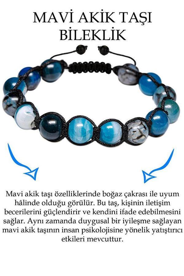 Sertifikalı 1.kalite Mavi Akik Taşı Bileklik - Makrome - Image 1