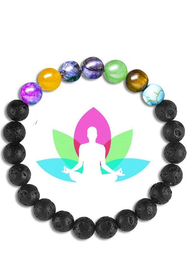 Sertifikalı Meditasyon Doğal Taş Lav Opal Akik Lapis Ametist Aventurin Kaplan Gözü 7 Çakra Bileklik - Image 1