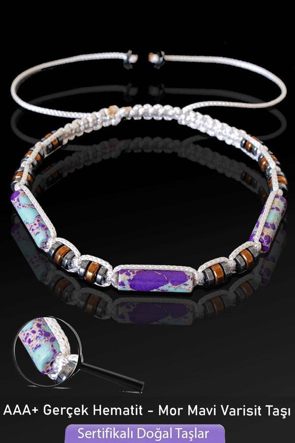 Sertifikalı Gerçek Mavi - Mor Varisit Taşı Bileklik - Ayarlamalı - Image 1