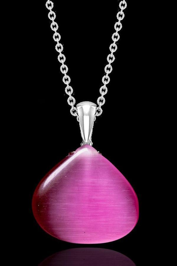 Sertifikalı Gerçek Pembe Akik Taşı Kolye - 1.kalite - Image 1