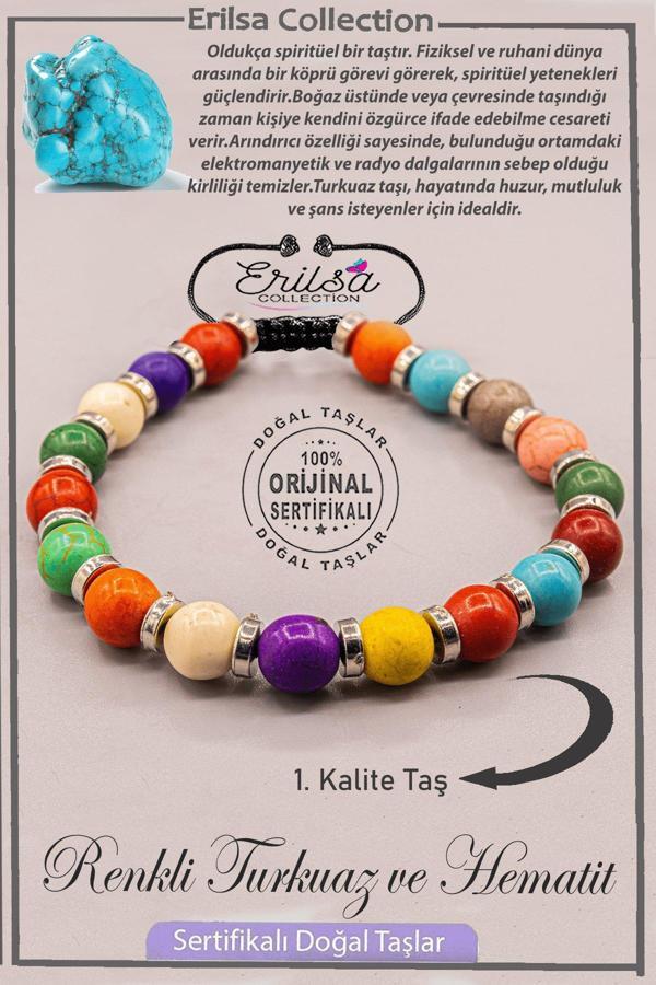 Sertifikalı AAA+ Kalite Gerçek Terahertz - Renkli Turkuaz Taşı Bileklik - Image 1