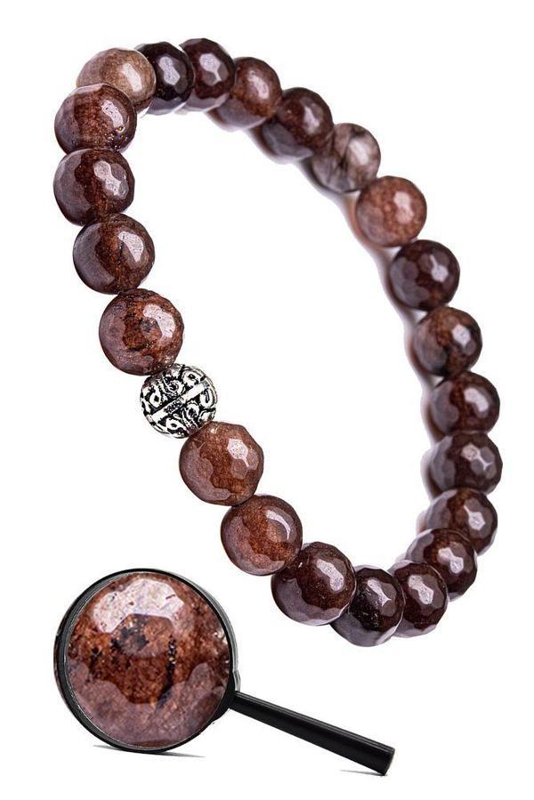 Sertifikalı Gümüş Aparatlı Fasetli Doğal Dumanlı Kuvars Taşı Bileklik - Image 1