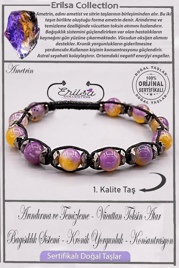 Sertifikalı AAA+ Kalite Gerçek Terahertz - Ametrin Taşı Bileklik - Ayarlamalı - Image 1