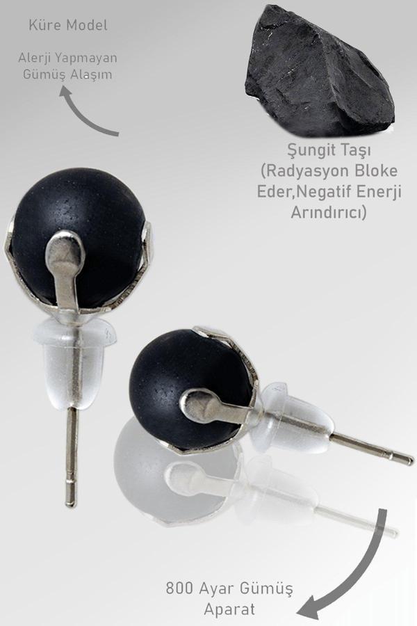Sertifikalı Gerçek Shungite - Şungit Taşı Nokta Doğal Taş Küpe - Image 1
