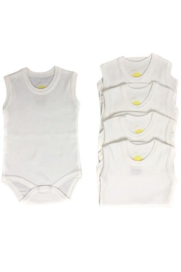 Hece Bebe Kolsuz Bebek Badi 5 Adet - %100 Pamuklu 36/1 Penye Interlok Kumaş - Image 1