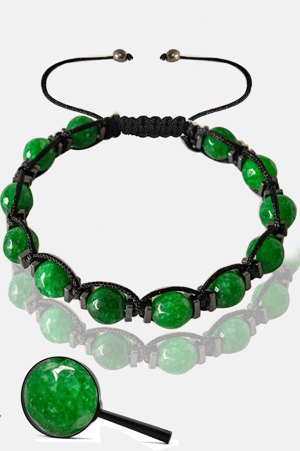 Sertifikalı Fasetli Gerçek Yeşim Taşı Bileklik - Ayarlamalı - Image 1