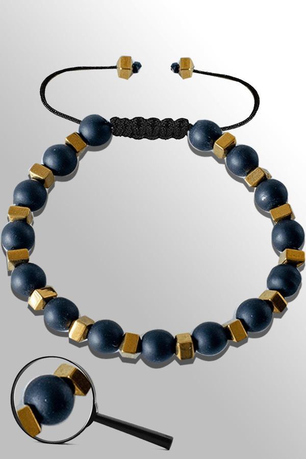 Sertifikalk Gold Falezli 6 Mm Doğal Şungit ( Shungite ) Taşı Bileklik - Ayarlamalı - Image 1