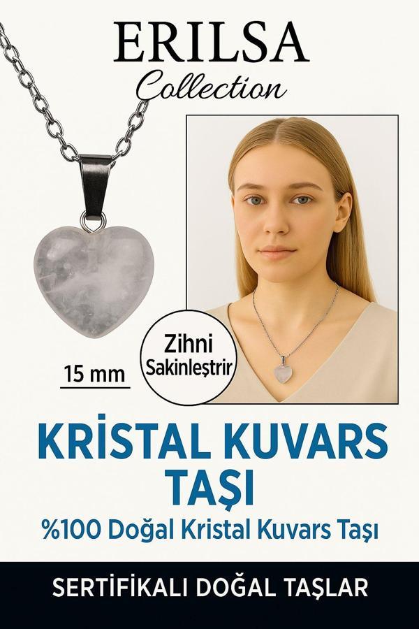 Sertifikalı Kalp Model Mini Kristal Kuvars Kolye – Arınma, Şifa ve Enerji Dengesi Taşı - Image 1