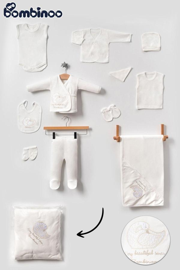 Webombinoo Unisex 11 Parca Yeni Doğan Hastane Çıkışı Zıbın Set Kuğu Nakışlı - Image 1