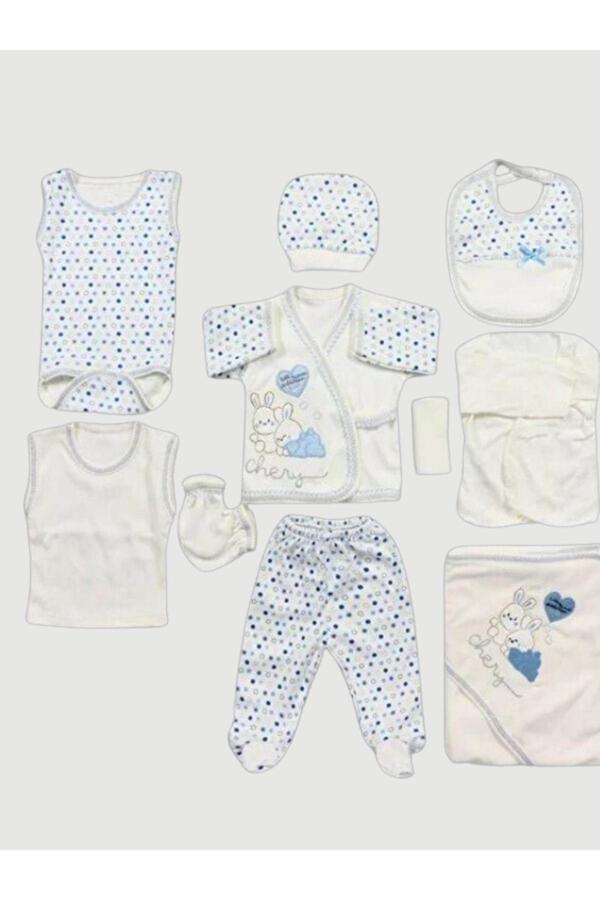 Bombino O Bebe 11Li Hastane Çıkışı Zıbın Set Mavi Tavşan - Image 1