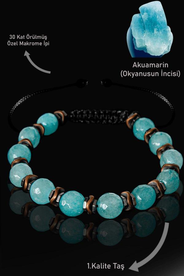 Sertifikalı Gerçek Terahertz - Akuamarin Taşı Bileklik - Ayarlamalı - Image 1