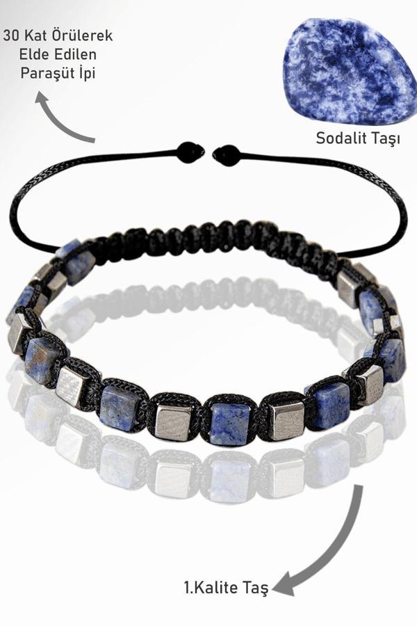 Sertifikalı Küp Model Terahertz - Sodalit Taşı Bileklik - Ayarlamalı - Image 1