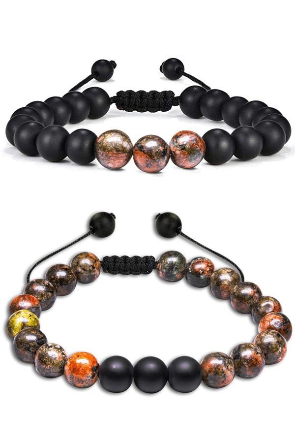 Sertifikalı Doğal Hint Akik Oniks Taşı Doğal Taş Bileklik Seti - Image 1