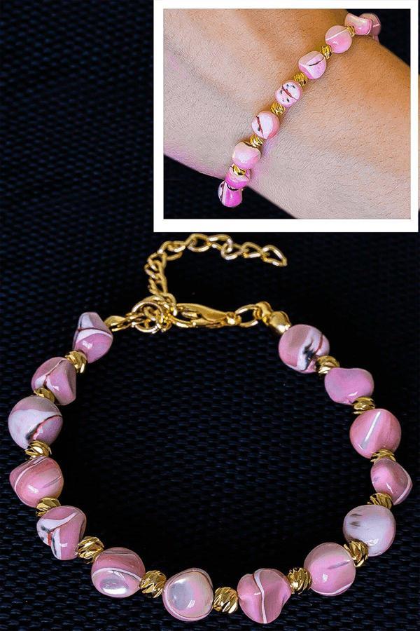 Sertifikalı Pembe Sedef Taşı Bileklik - Ayarlamalı - Image 1