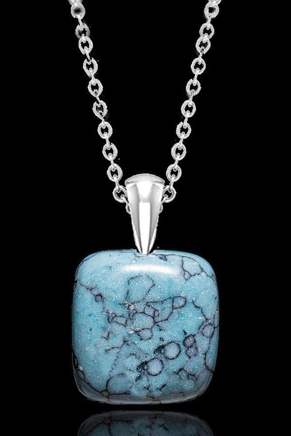 Sertifikalı Ham Işlenmemiş Turkuaz Taşı Kolye - Meksika - Image 1