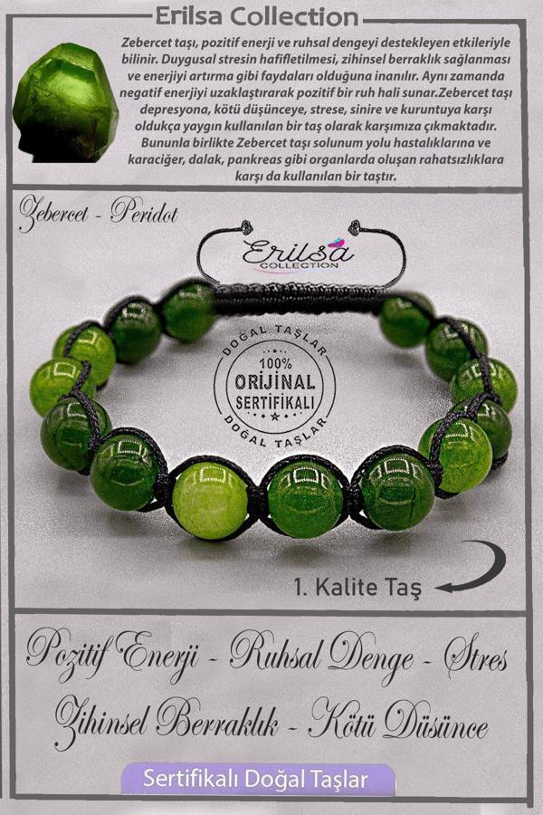 Sertifikalı AAA+ Kalite Gerçek Zebercet Taşı Bileklik - Peridot - Image 1
