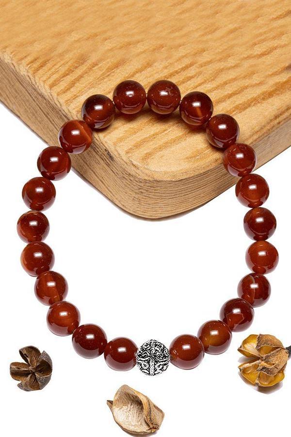 Sertifikalı Aaa+ Kızıl Yemen Akik Taşı Bileklik - Gümüş Aparatlı - Image 1