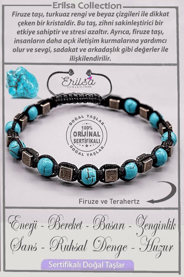 Sertifikalı Gerçek AAA+ Kalite Küre Model Terahertz - Firuze (Turkuaz) Taşı Bileklik - Image 1
