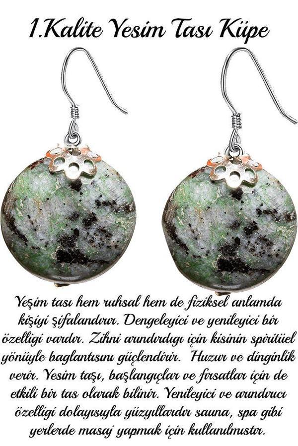 Sertifikalı 1.kalite Yeşim Taşı Doğal Taş Küpe (MEKSİKA) - Image 1