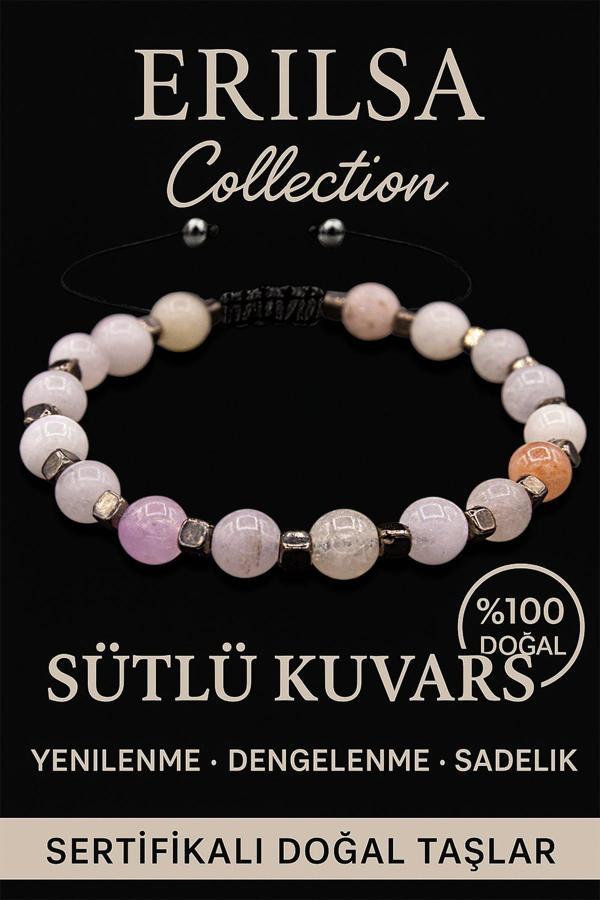 Sertifikalı 6mm Terahertz & Sütlü Kuvars Taşı Bileklik – Arınma, Netlik ve Koruyucu Enerji - Image 1