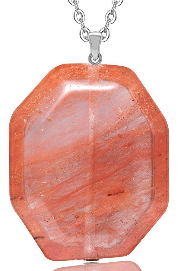 Sertifikalı Gerçek Damarlı Doğal Pembe Gül Kuvars Taşı Kolye - Image 1