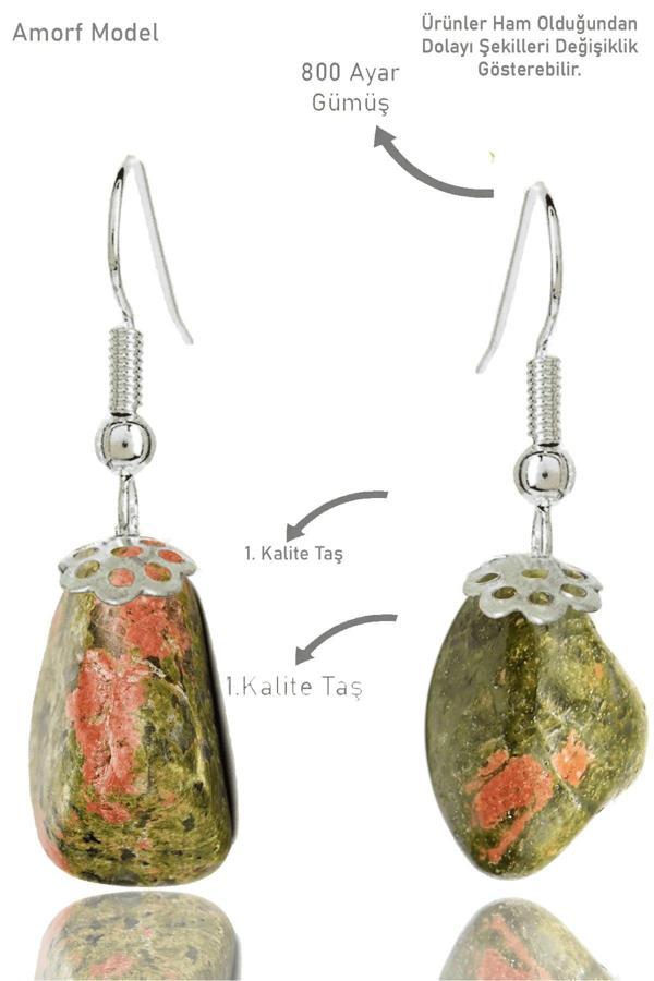 Sertifikalı Amorf Model Ham Unakit Taşı Küpe - Image 1