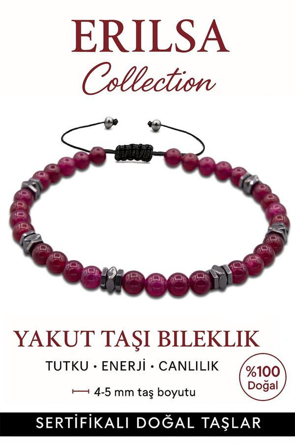 Sertifikalı AAA+ Terahertz ve Yakut Taşı Bileklik – İnce Model Tutku ve Enerji - Image 1