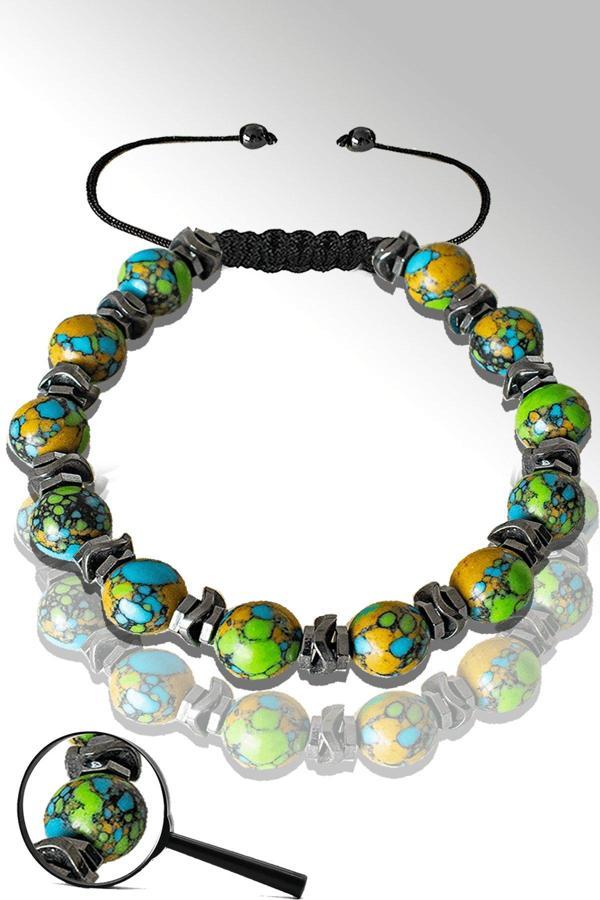 Sertifikalı Hematitli Doğal Arizona Firuze Taşı Bileklik - Ayarlamalı - Image 1