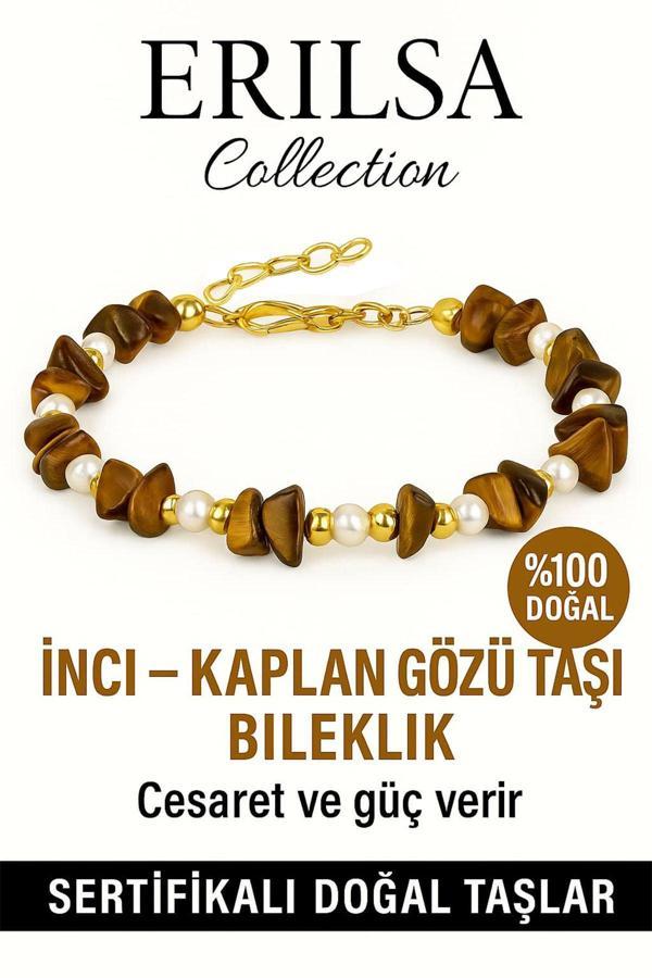 Sertifikalı Kırık Taşlı Model İnci – Kaplan Gözü Taşı Bileklik – Koruma ve Güç Enerjisi - Image 1