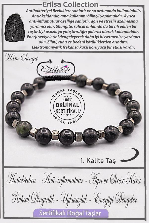 Sertifikalı AAA+ Kalite Gerçek Terahertz - Şungit Taşı Bileklik (Shungite) - Image 1