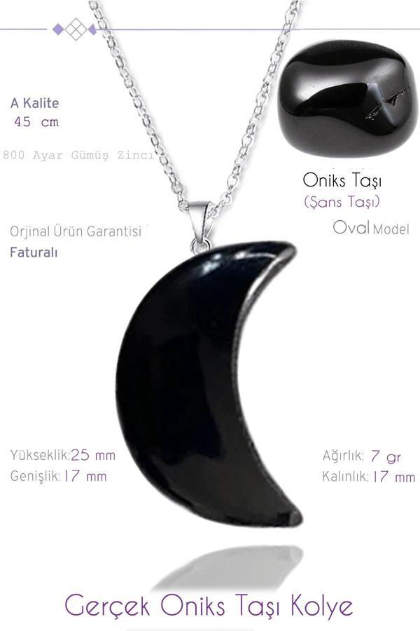 Sertifikalı Ay Model Gerçek Oniks Taşı Kolye - Image 1
