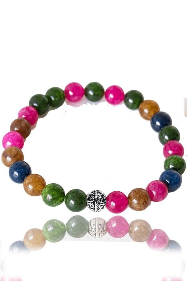 Sertifikalı Doğal Taş Kız Öğrenci Başarı Bilekliği (Yeşim, Çilek Kuvars, Lapis, Güneş Taşı) - Image 1