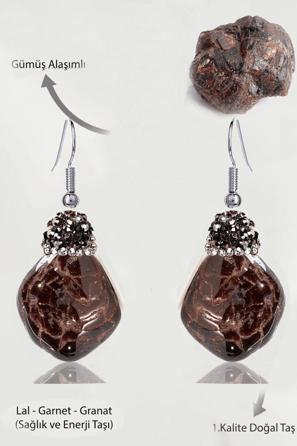 Sertifikalı Zirkon Taşlı Model Ham İşlenmemiş Lal - Garnet - Granat Taşı Küpe - Image 1