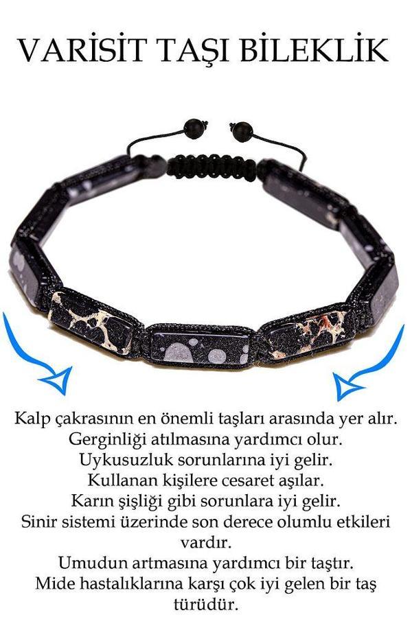 Sertifikalı Dikdörtgen Kesim Siyah Varisit Taşı Bileklik - Image 1
