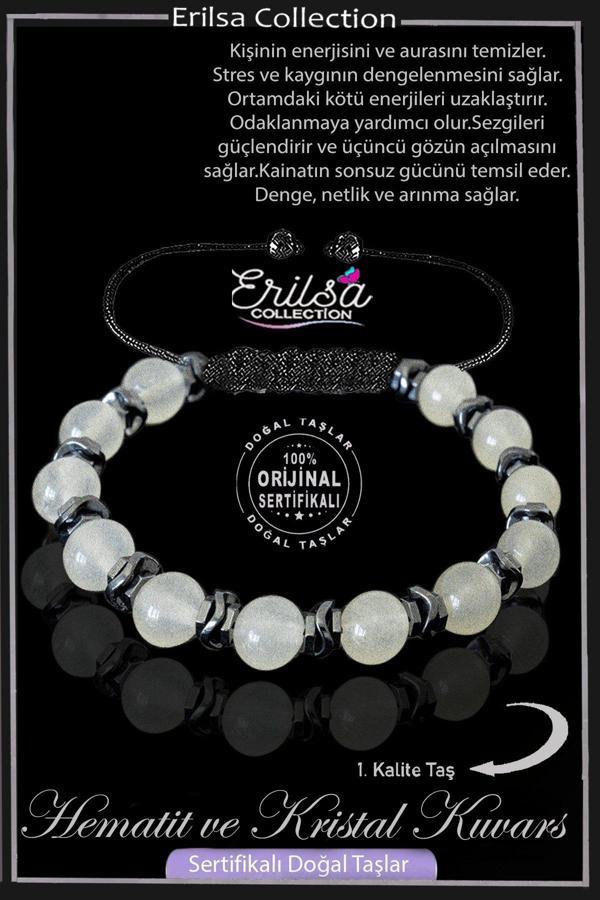 Sertifikalı Orijinal Hematitli - Kristal Kuvars Taşı Bileklik - Ayarlamalı - Image 1