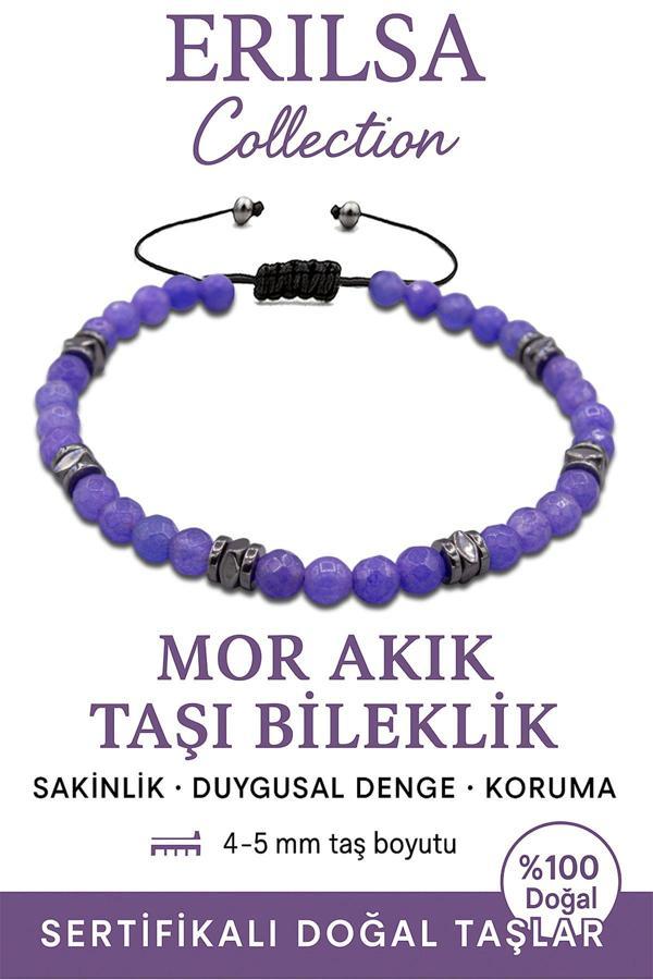 Sertifikalı Fasetli AAA+ Teraherz ve Mor Akik İnce Model Bileklik – Duygusal Denge - Image 1