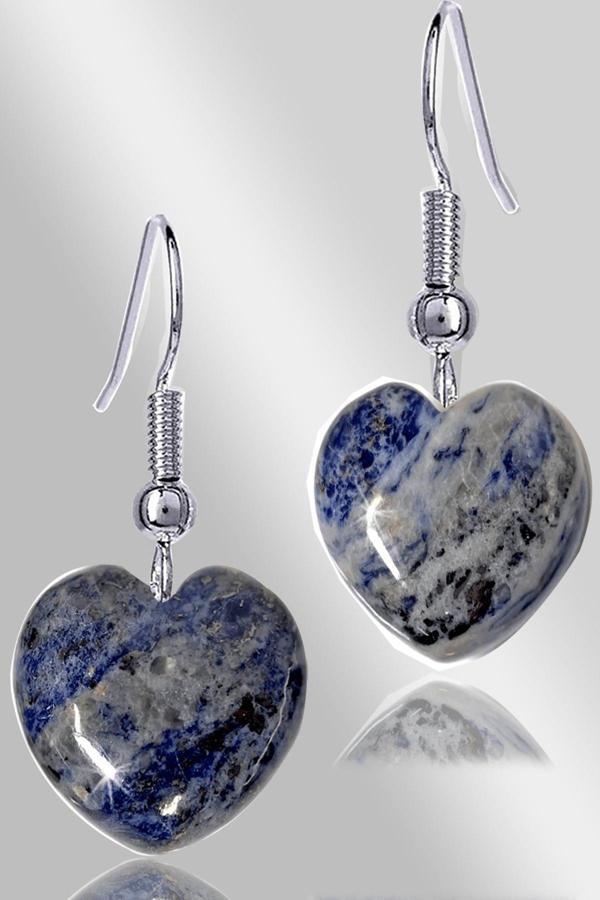 Sertifikalı Kalp Model Lapis Lazuli Taşı Doğal Taş Küpe - Image 1