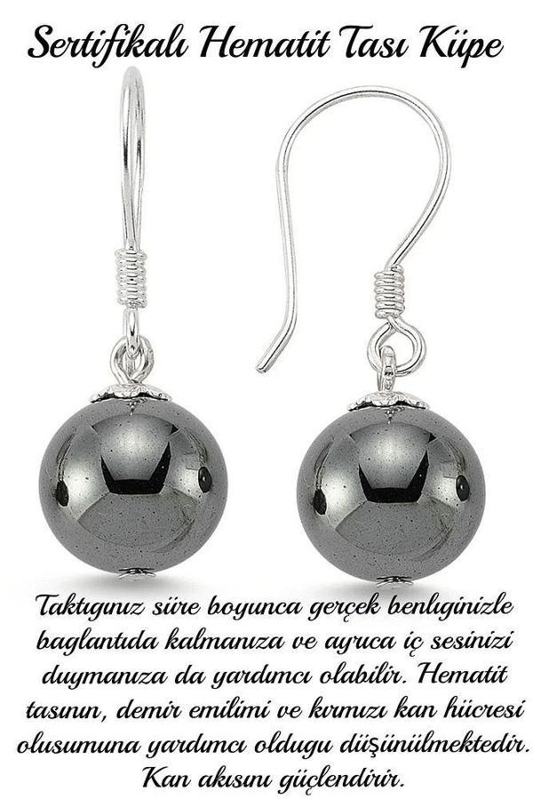 Sertifikalı Hematit Taşı Doğal Taş Küpe (kan Taşı) - Image 1