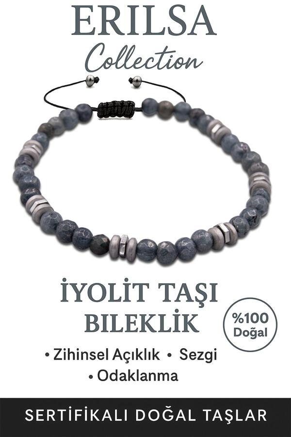 Sertifikalı Fasetli AAA+ Terahertz ve İyolit Taşı Bileklik – İnce Model İlham ve Sezgi - Image 1