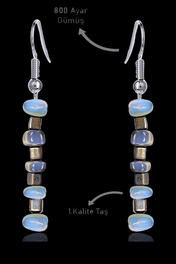 Sertifikalı Ham Kırık Taşlı Model Opal - Opalit Taşı Küpe - Image 1