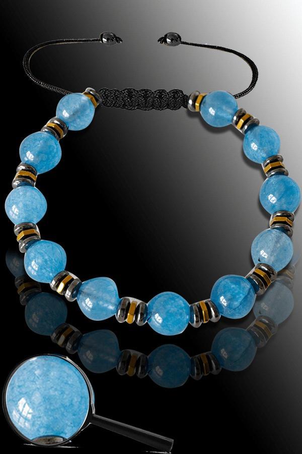 Sertifikalı Rose Hematit - Mavi Akik Taşı Bileklik - Ayarlamalı - Image 1