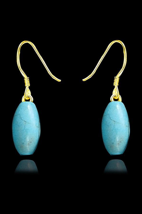 Sertifikalı Gold Arpa Kesim Firuze Taşı Küpe (Turkuaz Taşı) - Image 1