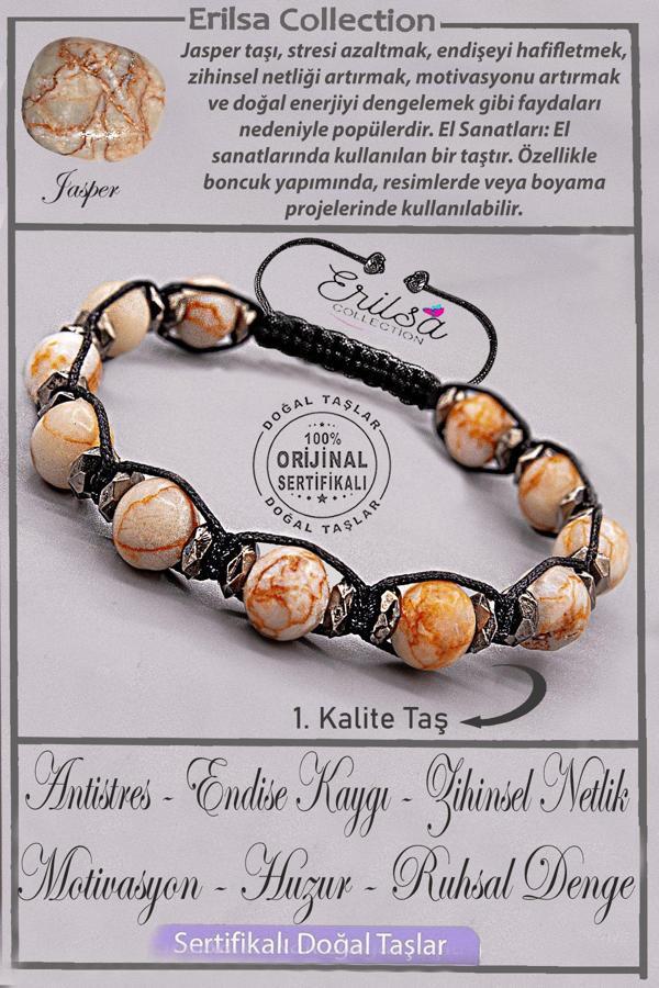 Sertifikalı Gerçek AAA+ Kalite Terahertz - Kırmızı Çizgili Jasper Taşı Bileklik - Image 1