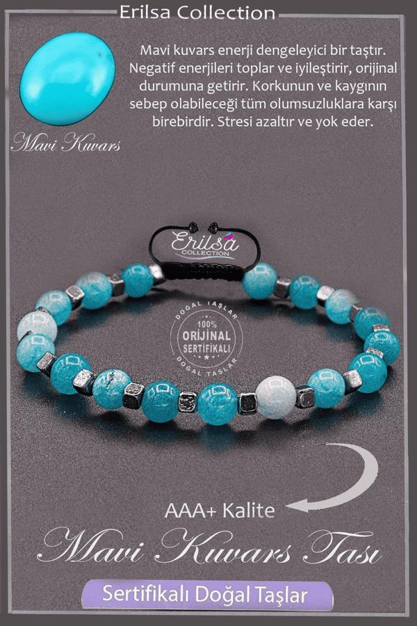 Sertifikalı AAA+ Kalite Gerçek Terahertz - Mavi Kuvars Taşı Bileklik - Image 1