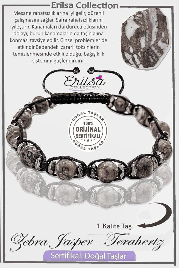 Sertifikalı Gerçek AAA+ Terahertz - Zebra Jasper Taşı Bileklik - Image 1