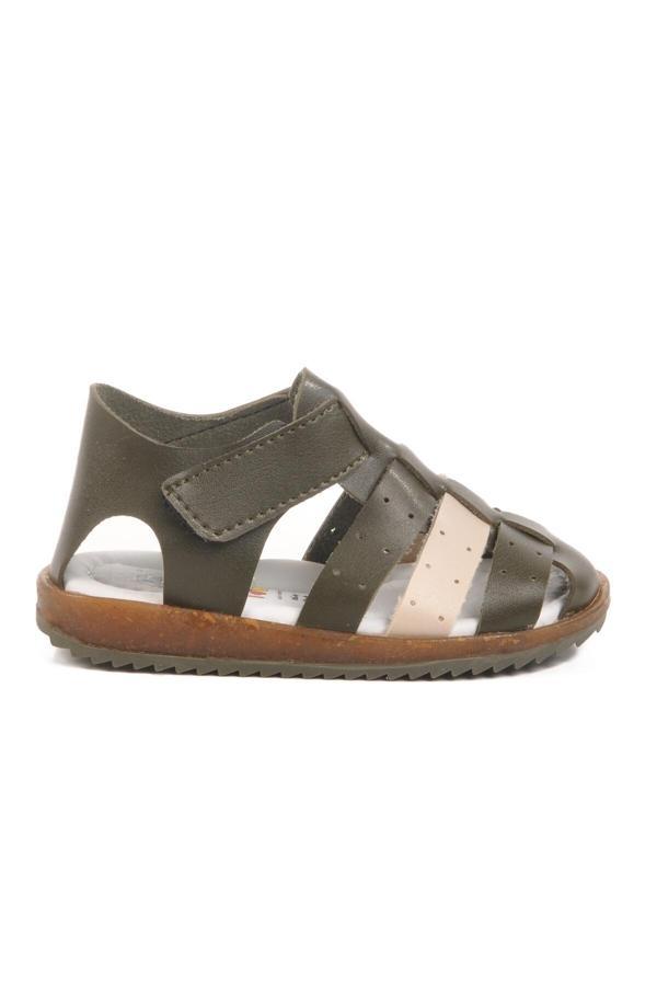 Haki Bej Cırtlı Hafif Unisex Çocuk Sandalet 17370 B - Image 1