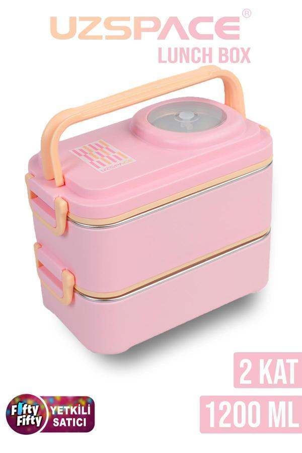 Uzspace 1200 ML İki Kat Dört Bölme Paslanmaz Çelik Lunch Box Yeni Nesil Sefer Tası-Sos Kaseli Model-FFLBOX8023 - Image 1