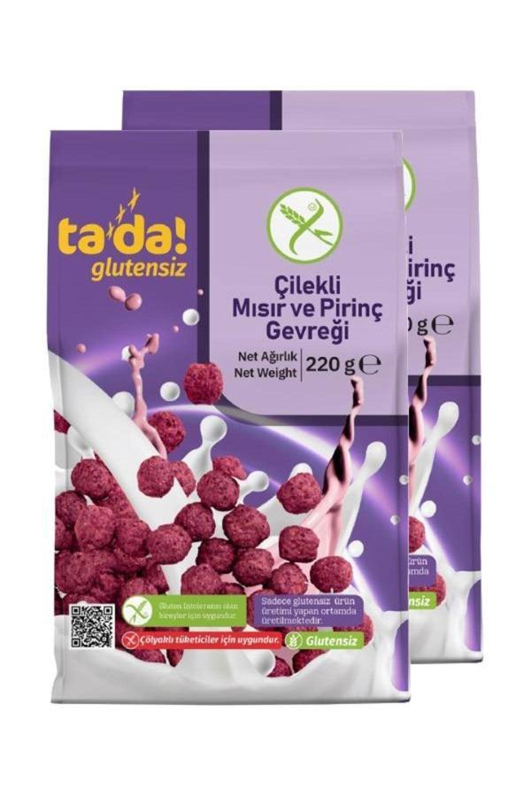 Tada Glutensiz Gluten Free Çilekli Kahvaltılık Mısır Ve Pirinç Gevreği 220 Gr (2 Adet) - Image 1