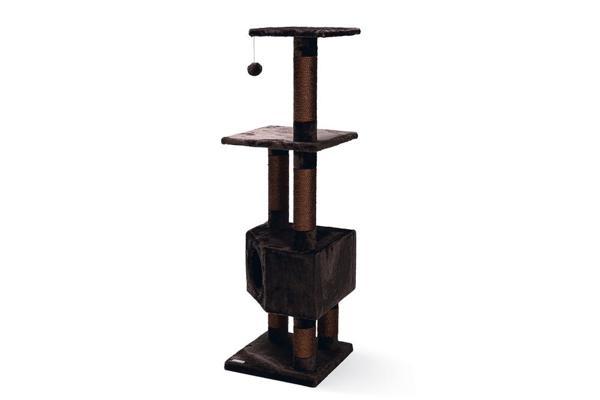 Beeztees Kedi Köşe Tırmalama ve Oyun Evi, Kahverengi, 40x40x135cm - Image 1
